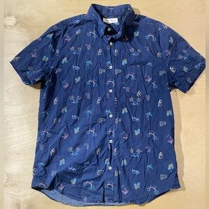 Aeropostale Blue Shirt with Tropical Print Large (OM)